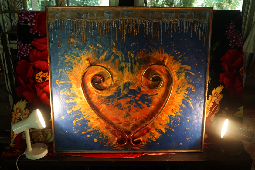 Flaming Heart in Golden Rain 